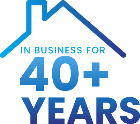 40+ years in business with rooftop over text